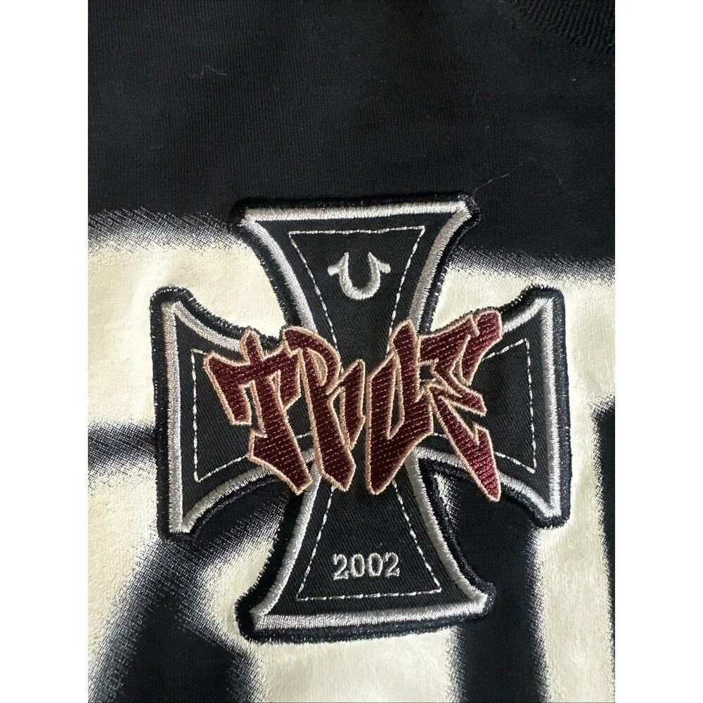 Vintage True Religion Black Graphic Cross 2002 Embroidered T Shirt Men’s XXL
